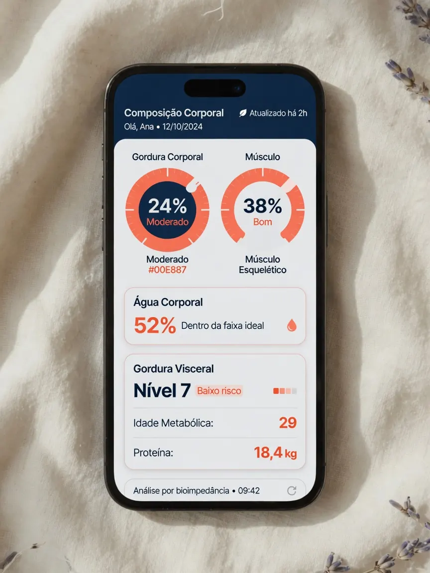 Tela de bioimpedância no OnzFit